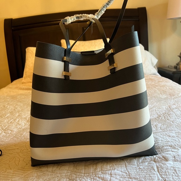 bebe Handbags - Bebe striped Mary tote with nylon insert